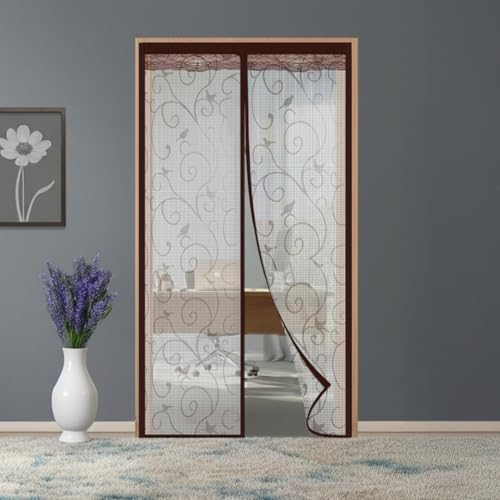 Image of The Furnishing Tree Strong Magnetic Mosquito Net Door Curtain | Automatic Self Closing | Designer Lace at the top with Breathable Fly Protection for Main Door, Balcony, Kitchen & Bedroom, 210x100 CM.