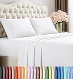 Utopia Bedding Queen Size Sheet Set – 4 Piece Bed Sheets, Soft and Breathable Microfiber, Includes 1 Fitted Sheet, 1 Flat Sheet and 2 Pillowcases – Oeko Tex (White)