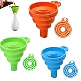 3er-Pack faltbare Trichter, Silikontrichter, faltbare Küchentrichter, Trichterset für Öl, kleine...