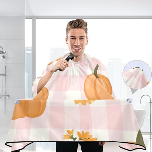 Capa profesional impermeable de corte de cabello con calabazas y flores, cierre ajustable de broche para barbero miniatura 6