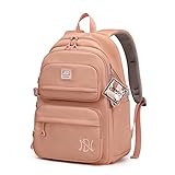 Mochila feminina bolsa escolar impermeável bolsa notebook 15,6 polegadas mochilas casual grande nylon (rosa)