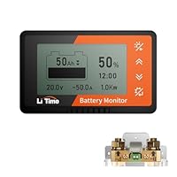 LiTime 500A Batteriewächter mit LCD-Display und Shunt, 8V-120V Batteriemonitor für Wohnmobil Golfwagen Solar Batterie mit Buzzer Alarm, Kapazität Prozentsatz Zeit Leistung Voltmeter Anzeige