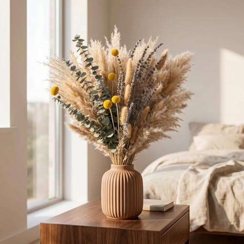 Ramo de Pasto Pampas Seco 43 cm, Flores Amarillas Boho miniatura 3