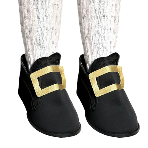 Pilgrim Costume Shoe Covers | Pilgrim Costume Shoes | Pilgrim Boot Covers | Colonial Shoe Covers | Pilgrim Shoe Buckles | Pilgrim Costume Accessories | Slip On | Black/Gold | Adult/One Size