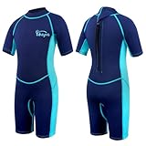 Yikayin Neoprenanzug Kinder Kurz, 2.5mm Neopren Shorty für Jungen Mädchen, Thermo UV Schwimmanzug Rückenreißverschluss zum Schwimmkurs, Tauchen, Surfen, Schnorcheln