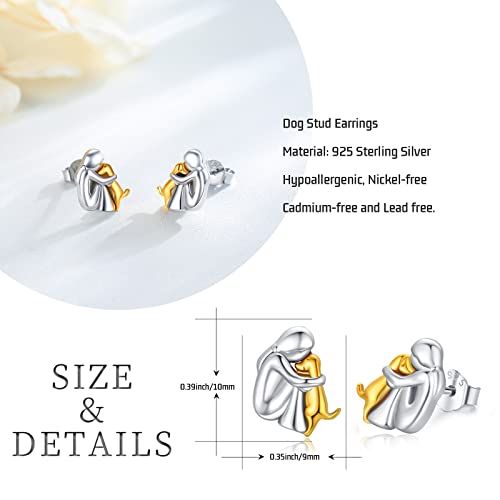 Image of 925 Sterling Silver Dog Earrings Cute Animal Puppy Stud Earrings Dog Jewelry Gifts for Women Girls Pet Lover Hypoallergenic Earrings for Sensitive Ears