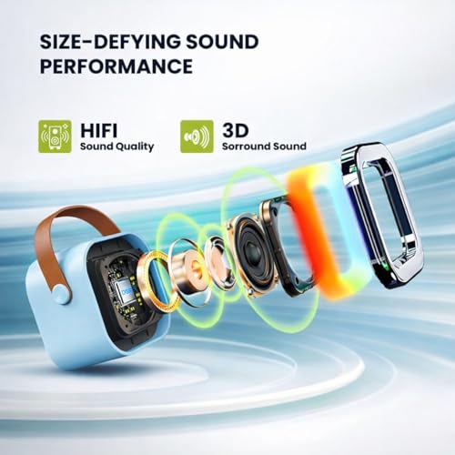 Image of One94Store Portable Bluetooth Speaker 10W with Wireless Karaoke Mic, Bluetooth 5.1, 8H Playtime, 5 Voice Change Effects, RGB LED Lights, TF Card Support, Type-C Charging, Mini Wireless Speaker - Blue