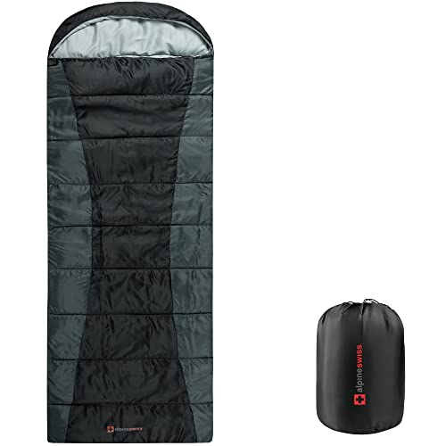 Bolsa de dormir Alpine Swiss 0°C (32°F) ligera impermeable con saco de compresión para adultos, camping y senderismo todo el año