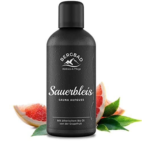 BERGBAD Saunaaufguss BIO GRAPEFRUIT PUR 100ml SAUERBLEIS - Natürlicher Sauna-Aufguss mit ätherischen BIO Ölen
