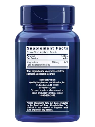 Life Extension Magnesium Citrate, 100 Mg, 100 Vegetarian Capsules