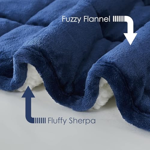 Image of yescool Weighted Blanket for Adults (15 lbs, 48 inch x 72 inch, Sapphire Blue) Heavy Blanket for Sleeping Perfect for 140-160 lbs, Twin Size Breathable Blanket with Premium Glass Bead