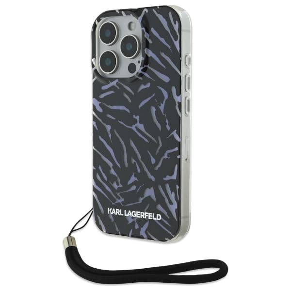 CG Mobile Karl Lagerfeld KLHCP16LHZBPKCCU Coque pour iPhone 16 Pro 6,3" Violet Produit sous Licence Zebra avec Cordon