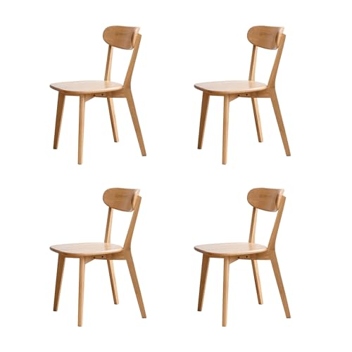 YESWOOD Lot de 4 Chaises de Salle à Manger en Chêne Massif, Dossier Ergonomique, Chaise pour Salle à Manger, Cuisine, Salon, Bureau, Chambre 47,5 x 55 x 78...