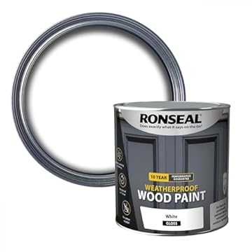 Ronseal 10 Year Weatherproof 2 in 1 Wood Paint White Gloss 2.5 Litre