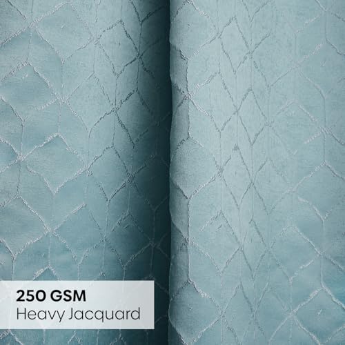 Image of haus & kinder Jacquard Door Curtain 7 Feet Long Pack of 1 Door Curtain, 7 Feet Curtain for Door (Mist Lattice, Aqua Classic Damask Design 130x213 CM)