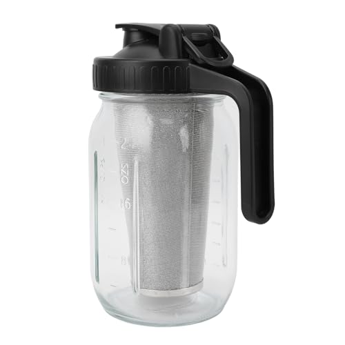 Cold Brew Coffee Maker Jar Stainless Steel Filter Thick Glass Iced Coffee Pitcher Spout Lid Handle Working Home (1000ml)
