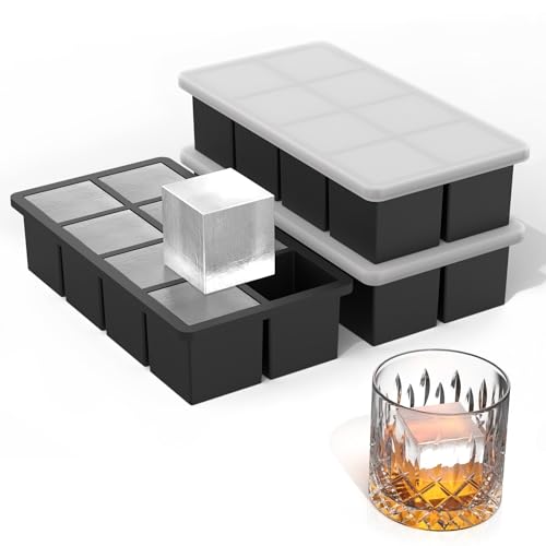 Bangp Silicone Ice Cube Trays with Metal Reinforced Frame(3 Pack),Large