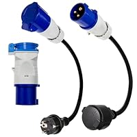 3X CEE Adapter Adapterleitung CEE auf Schuko Schuko auf CEE CEE-Adapterstecker, 230V 16A für Camping & Wohnmobil