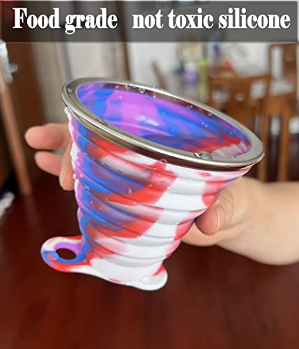 Newmcury Silicone Collapsible Travel Cup With Lid,Camouflage Outdoor Drinking Cup,Portable Drinking Mug, Expandable Folding Camping Cup 4 Mixed Color (Casual) #TOP2