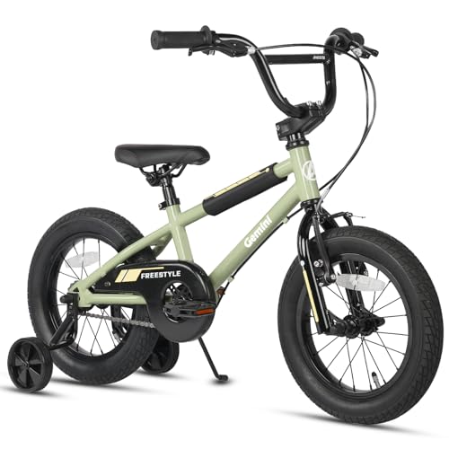 AVASTA(アバスタ)Gemini子供用BMX自転車14・16・18インチ（幅：2.4インチ）かっこいい街乗りキッズバイク 3歳～10歳 幼児小児小学生低学年 男の子女の子 こども乗り練習 キックスタンド 取り外し可能補助輪 高さ調節可能柔らかいサドル 前後輪ブレーキ付き 多色展開