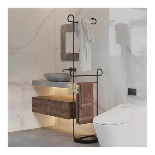 Toallero de baño pie con diseño vertical blanco para ropa y abrigos 4