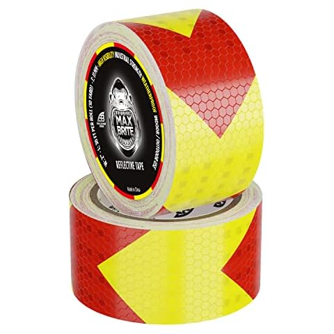 Bullshark Bond Max Brite Reflective Tape, 30 Feet x 2 Inch Honeycomb Reflector Tape, Safety Reflective Tape for Trailers, Trucks, Equipment, Yellow and Red Reflective Tape, Outdoor, Waterproof, 2 pack Cover