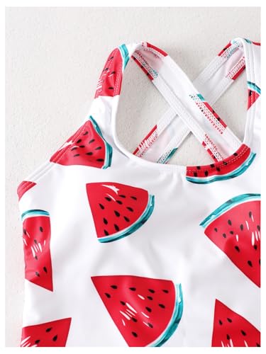 Image of Milumia Girl Watermelon One Piece Swimsuit Cute Criss Cross Back Bathing Suit Beachwear
