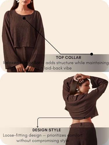 Image of GRECIILOOKS Co-Ord Set for Women stylish | Textured Lycra Blend Casual Western Set | Dress For Woman | Trendy Two Piece Outfit for Casual, Party & Travel Outfits | Summer Co-Ord Set
