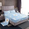 Daisy Flowers Bed Sheet Set Kids Garden Theme Sheets Set 4pc Yellow White Blue Microfiber Soft Bedding Set,1 Flat Sheet,1 Deep Pocket Fitted Sheet,2 Pillow Cases(King Size) #2