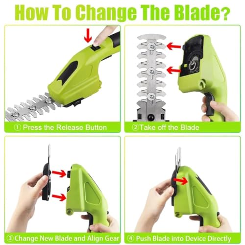 Image of Electric Wireless Rechargeable 2-in-1 Cordless Hedge Trimmer, Handheld Shrub Trimmer, 8.4V Battery, Dual-Edge Blade, Lightweight Grass Shears for Lawn, Garden & Shrubs, Easy One-Hand Operation.