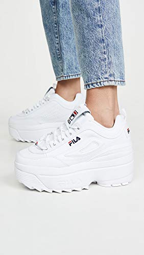 Image of Fila Disruptor II Wedge Sneaker Women's Sneaker 7 B(M) US White-Navy-Red