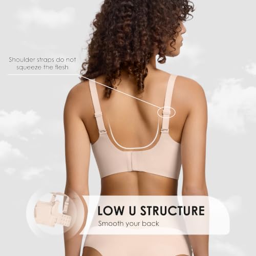 Image of Seamless Wireless Bra for Women with Support - No Underwire Full Coverage Push Up Comfort Bras - Back Fat Smoothing Bralette