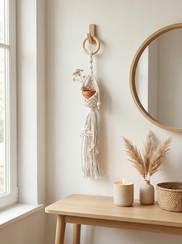 Image of JH Gallery Macrame Wall Hanging Planter, Boho Hanging Flower Pot Holder for Living Room, Bedroom and Office Decor, Decorative Flower Pot Holder for Indoor, Outdoor and Home Decor
