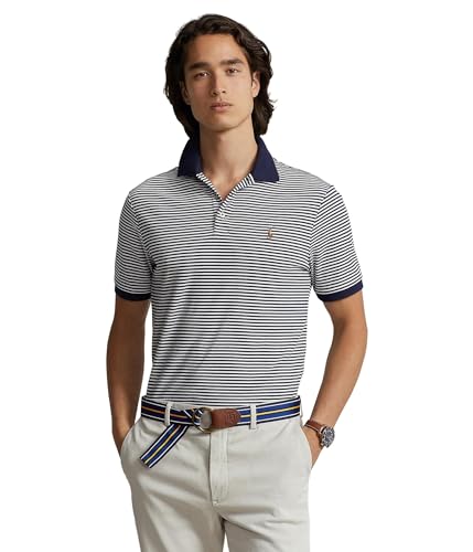 Image of POLO RALPH LAUREN Men's Custom Slim Fit Striped Soft Cotton Polo Shirt