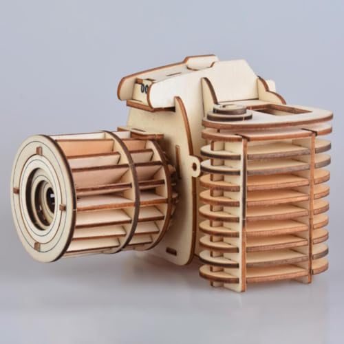 Rompecabezas 3D de madera tallada con diseño detallado de cámara retro 6