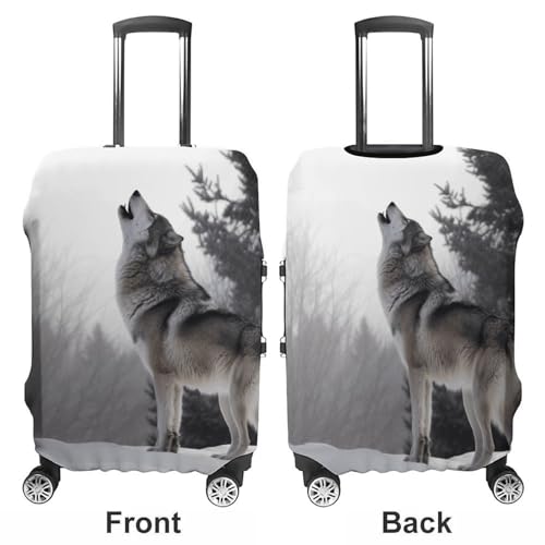 Travel Luggage Cover Protectors Elastic Anti-scratch Suitcase Cover Washable Luggage Sleeve Howling Wolf Suitcase Cover Protector Fit 18-32 Inch Suitcases Travel Accessories M3