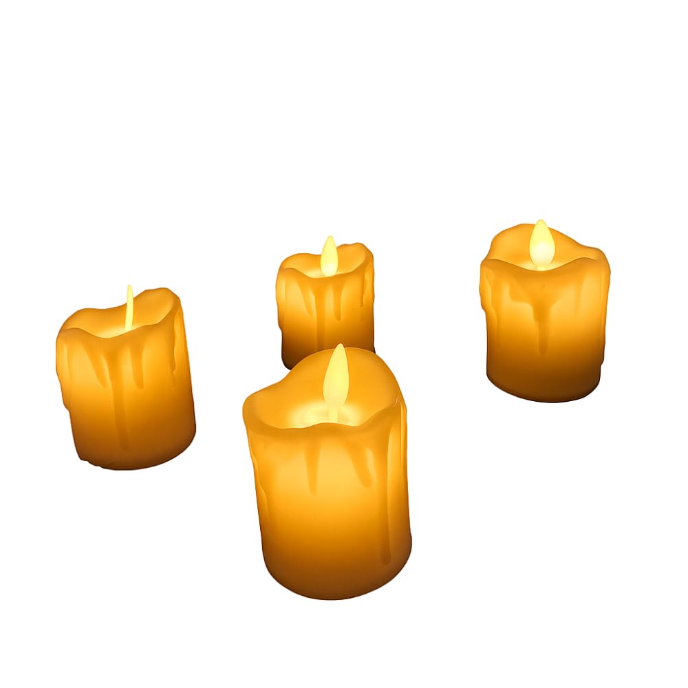 LED Festival Light Candles (Pack of 4) – Flameless Smokeless Battery-Operated Warm Glow Flame Movable Lights | Acrylic Crystal Decorative Lighting for Home, Wedding, Parties, Christmas, Diwali-image-35