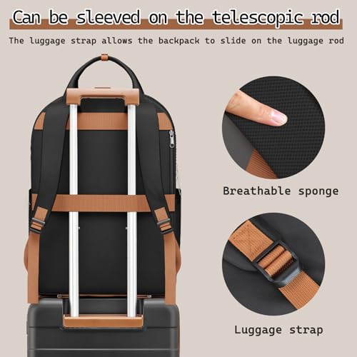 Image of Melalenia Suitcase Sets 6 Piece Hard Shell Carry on Luggage with Spinner Wheels and TSA Lock, Lightweight Travel Backpack for Women, Men, Black Brown
