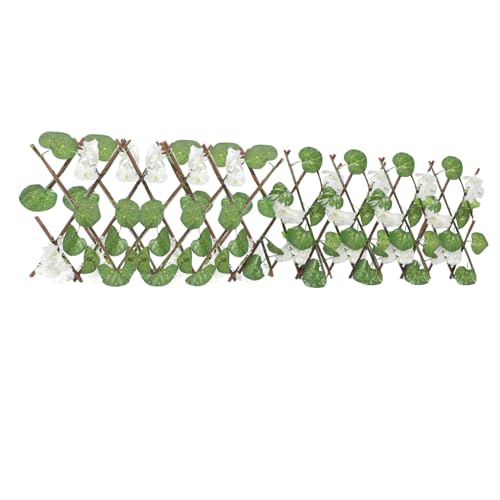 AOKWAWALIY Anlage Sichtschutz Für Den -zaun Gitterplatten Imitiertes Blumenzaundekor Holzgitter Wand-sichtschutz Zaunelement Aus Außengitter Kunstpflanze Weiß Hölzern Klettern Rahmen