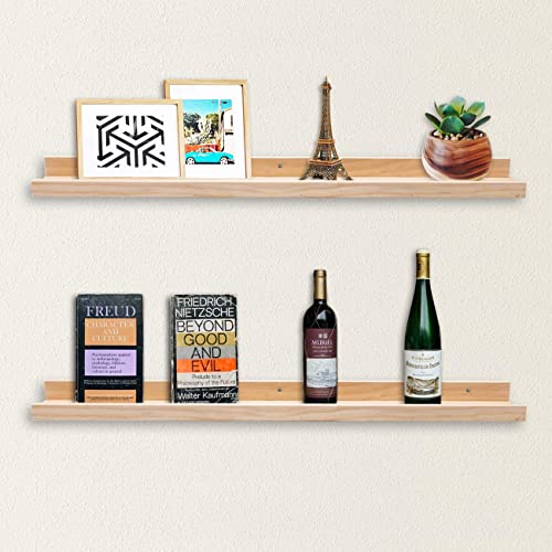 Azsky Wood Floating Shelves For Wall 36 Inches Long Wood Photo Picture Ledge Shelf With Lip Kids Bookshelf And Wood Wall Shelves For Nursery Decor A Set Of 2 #TOP4