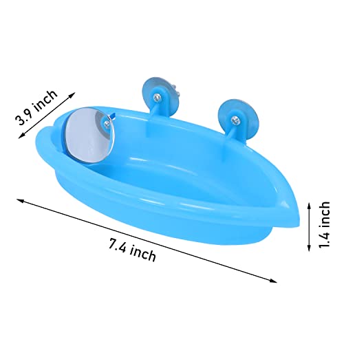 Wontee Bird Bath Box with Mirror Portable Parrot Hanging Bathroom Bathing Tub for Small Birds Cleaning Supplies
