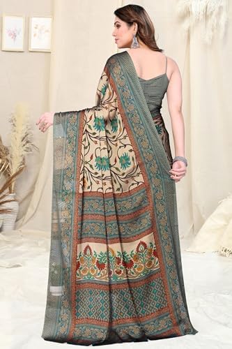 MIRCHI FASHION Women's Chiffon Floral Printed Saree with Blouse Piece