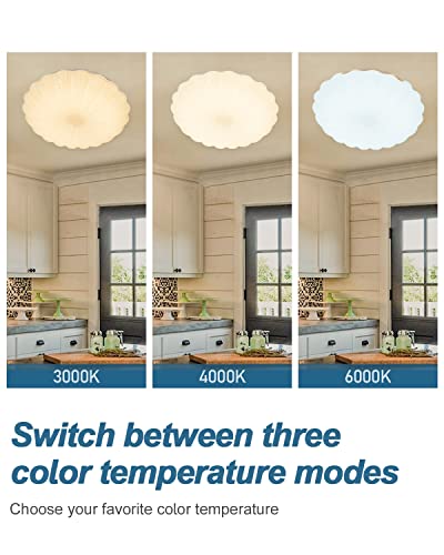 Shenmoyl Modern Led Petal Shell Flush Mount Ceiling Light Fixture 3000K/4000K/6000K Adjustable, 12W 10.6 Inch Creative Round Close To Ceiling Light For Bedroom, Kids Living Room, Kitchen #TOP4