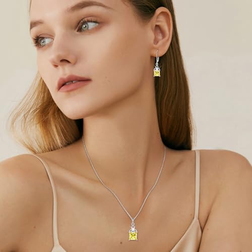 Blaniy Celtic Trinity Knot Necklace 925 Sterling Silver Princess Cut Pendant Citrine November Birthstone Necklace Irish Jewelry Gifts for Women by Blaniy - Used condition - Image 3