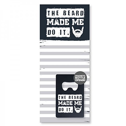Wellspring Men's Gift Set - Magnetic Notepad and Bottle Opener - The Beard Made Me Do It