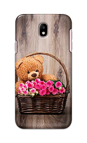 Image of PRINTFIDAA Roses and Teddy Bear in The Wicker Hard Back Cover for Samsung Galaxy J7 (2017) / Samsung J7 Pro, J730F / DS Back Cover -(P6) KAT1004