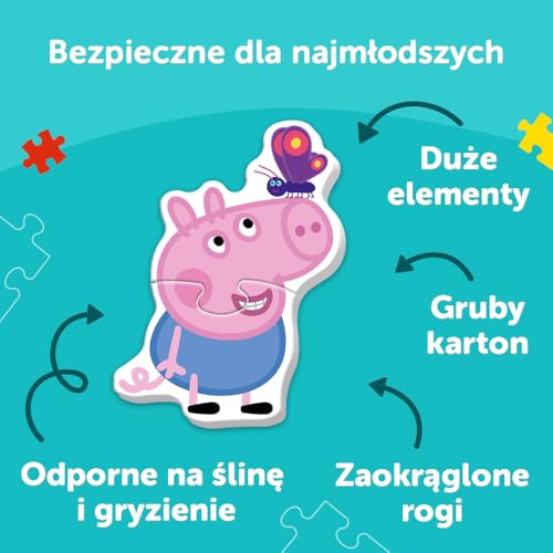 Trefl - Peppa Pig, Mała Świnka Wśród Przyjaciół - 4 Duże Układanki Kształtowe dla Najmłodszych, od 3 do 6 Elementów, dla Dzieci od 2 lat