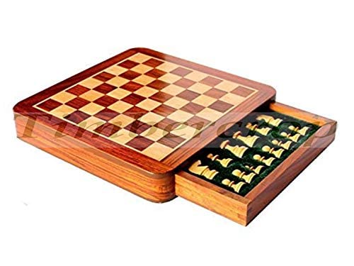 Jeu d'échecs magnétique 30,5x30,5 bois fait main échiquier fixe