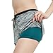 RIBOOM Women Workout Fitness Running Shorts, Double Layer Elastic Waistband Sport Shorts Medium Slate Gray