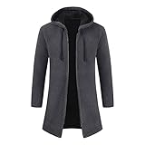Herren Cardigan Lang mit Reißverschluss Offene Front Strickjacke Winter Warm Lang Slim Fit Strickjacke, gray, XL